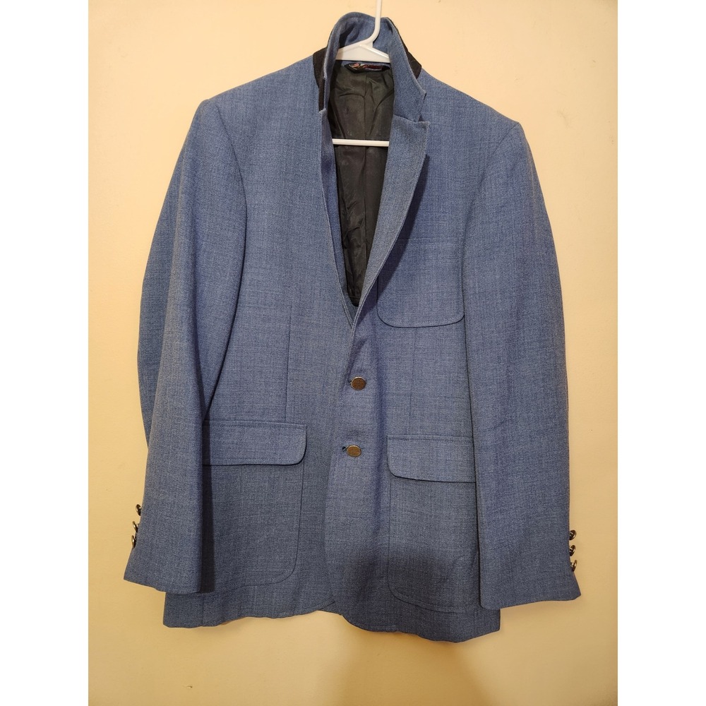 American‎ Craftsmen Mens Blue Textured 2 Button Blazer Sport Coat Made in USA